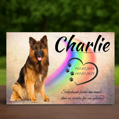 Grabstein für Hunde und Katzen mit Foto und Namen – wetterfestes Tier Andenken nach der Tierbestattung