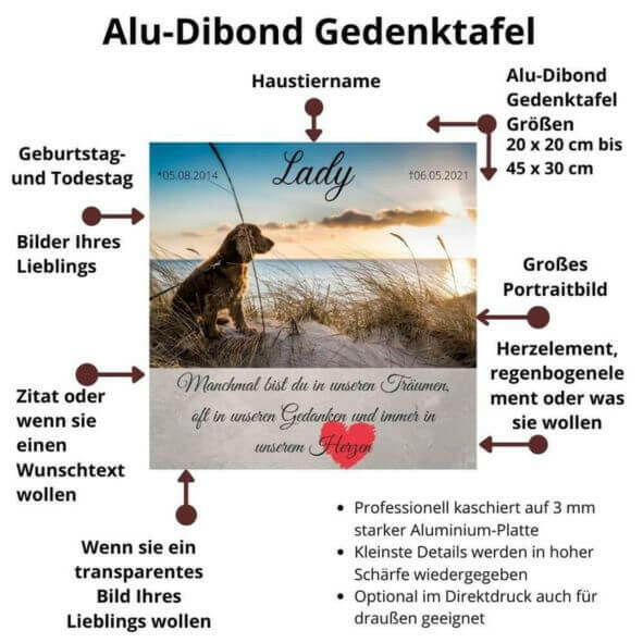 Grabplatte Alu-Dibond von Deinem Haustier.