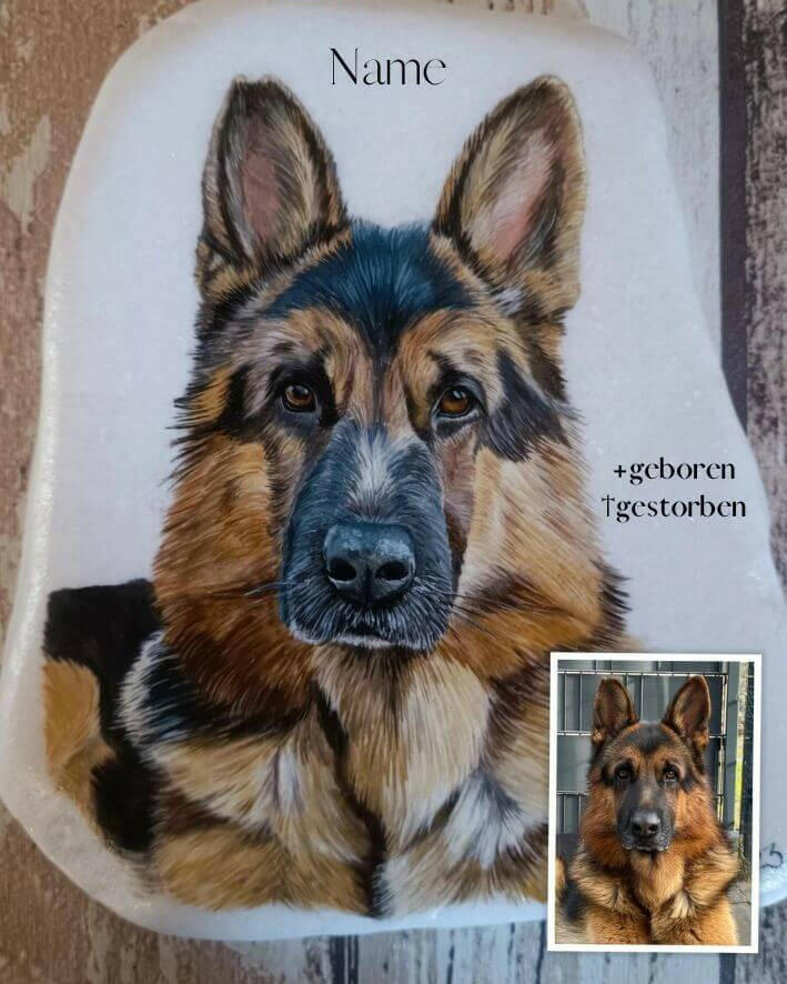 Tierportrait auf Thasso Marmor-Stein.