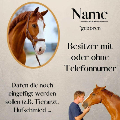 Personalisierte Stalltafel Pferd aus Alu-Dibond.