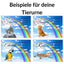 Tierbilder personalisiert mit Tierportraits und Trauer Zitate. In den Trauerbildern ist ein Regenbogen im Himmel und Tierpfoten des Tieres.