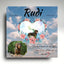 Hunde Gedenktafel personalisiert mit Blumenherz und Hundeportraits, Grabplatte mit Wunschtext