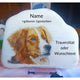Trauerstein mit Tierportrait – handgemalt auf echtem Marmor.